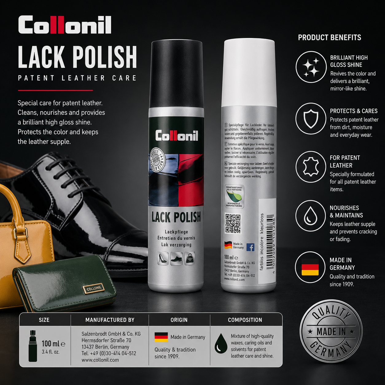 Collonil Leather Polish Lotion 100ml - Premium Leather Care Solution