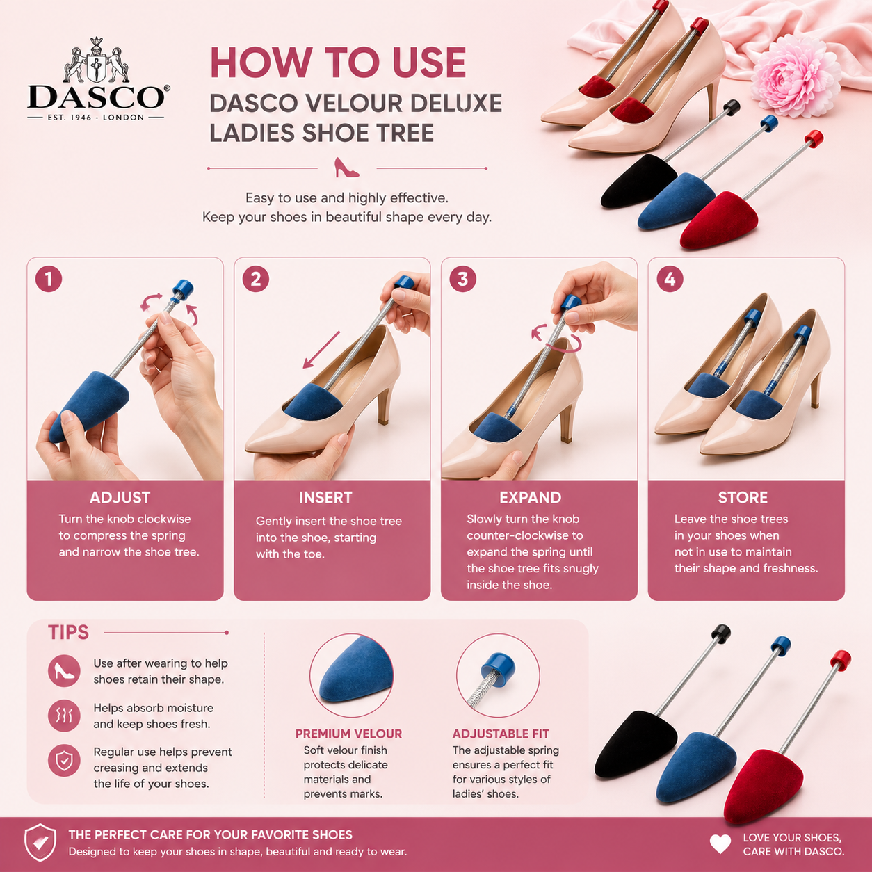 Dasco Velour Deluxe Ladies Shoe Tree