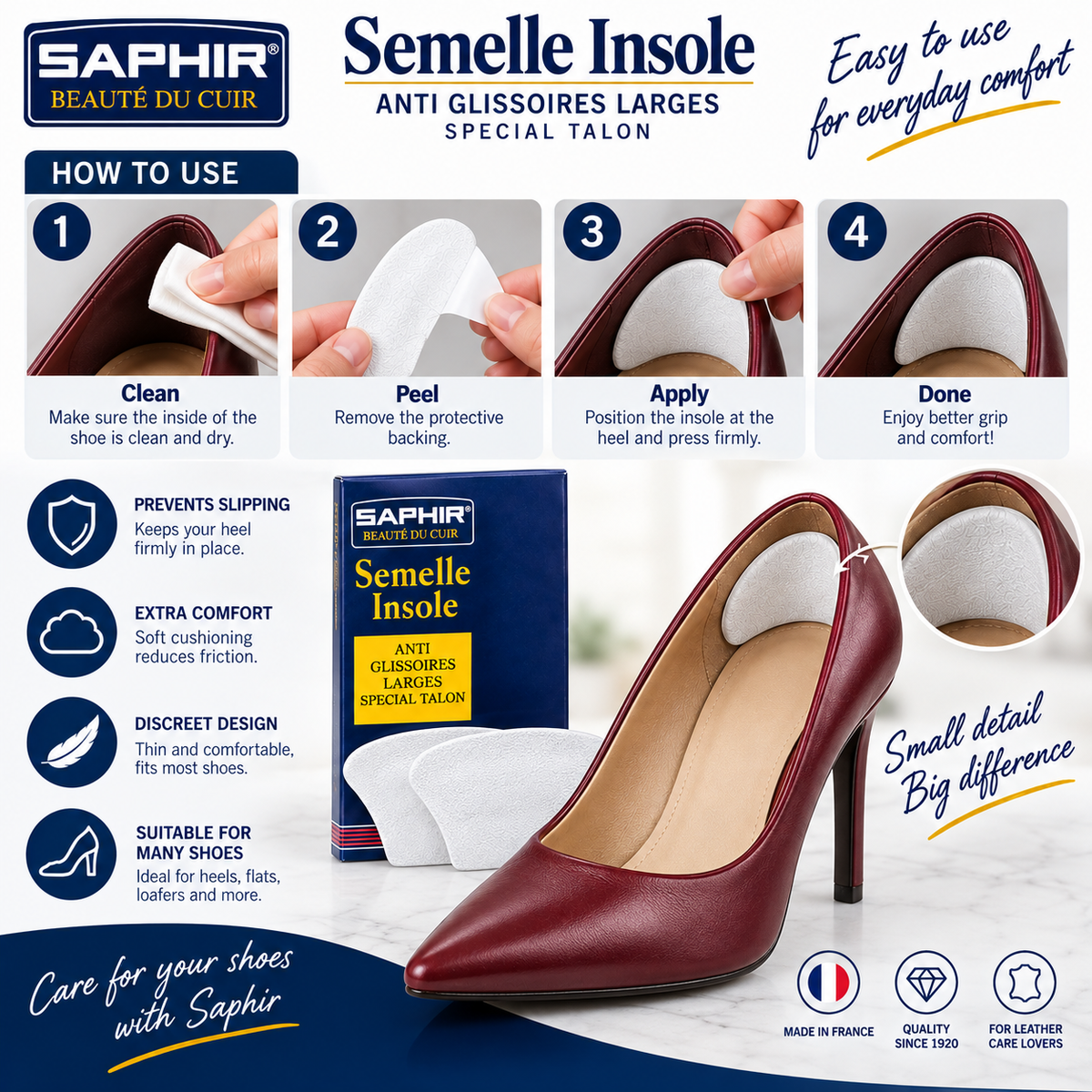Saphir Non Slip Heels for Ultimate Comfort and Safety