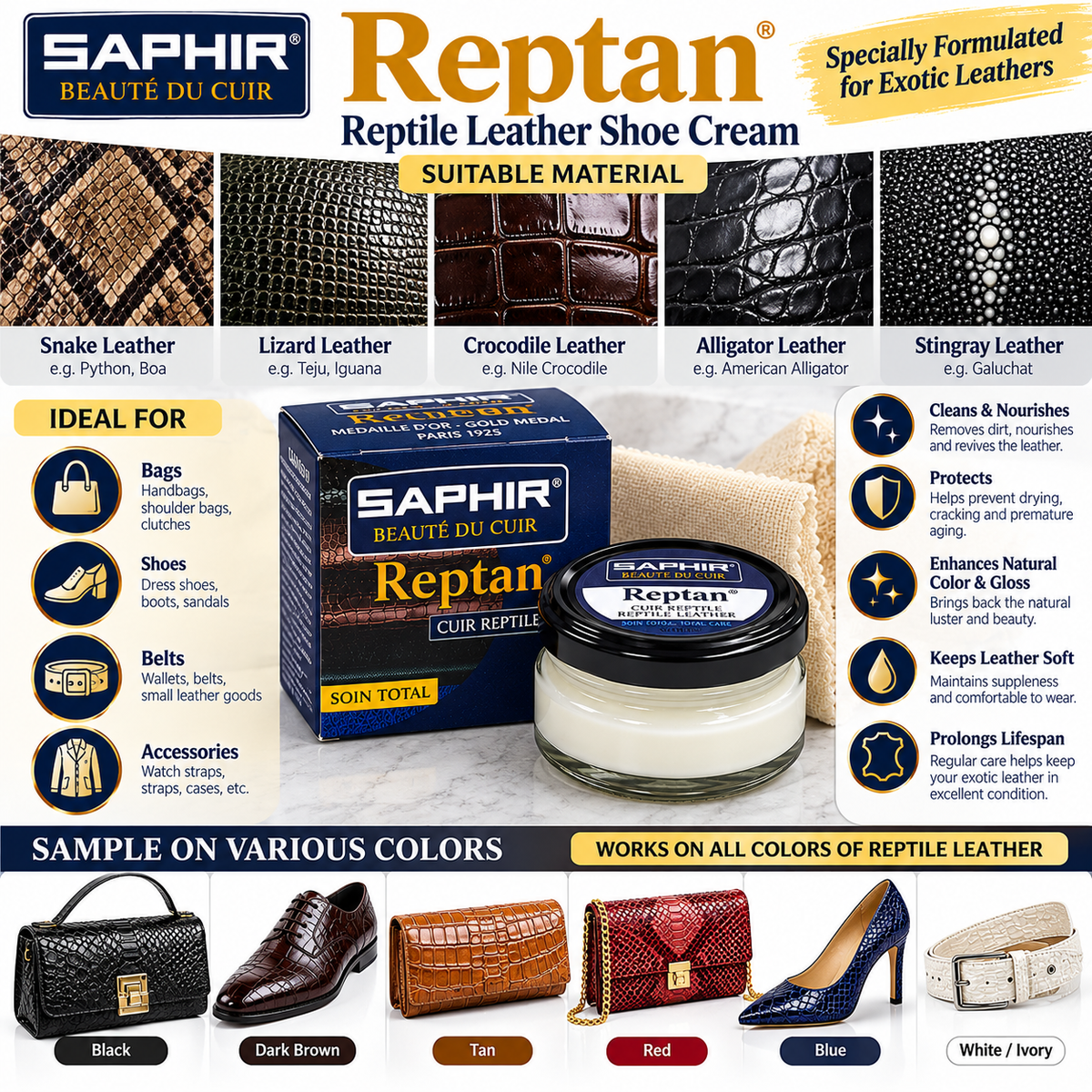 Saphir Reptan Reptile Leather Shoe Cream 50ml