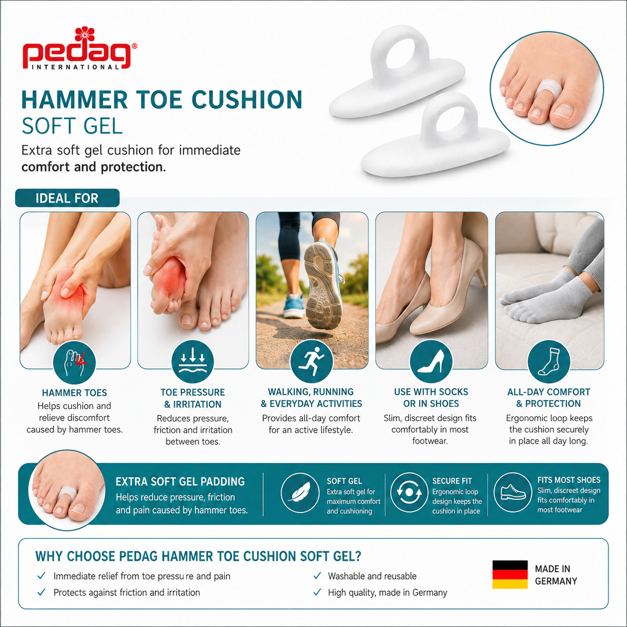 Pedag Hammer Toe Cushion Soft Gel Support