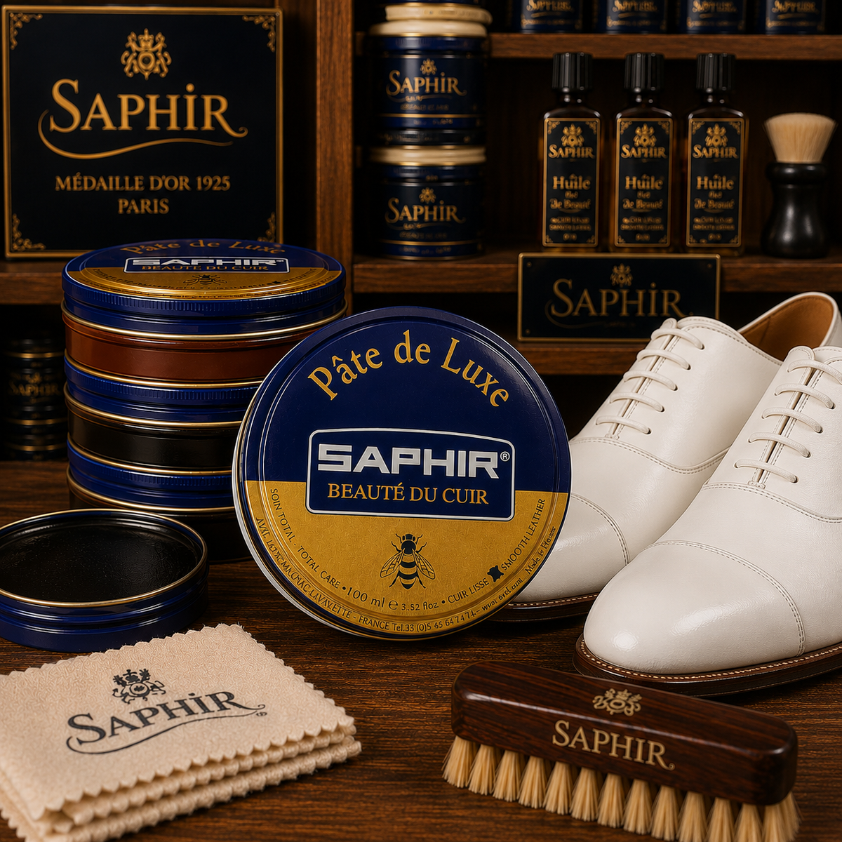 Saphir Wax Polish Pâte de Luxe 100 ml | High-Shine for Smooth Leather