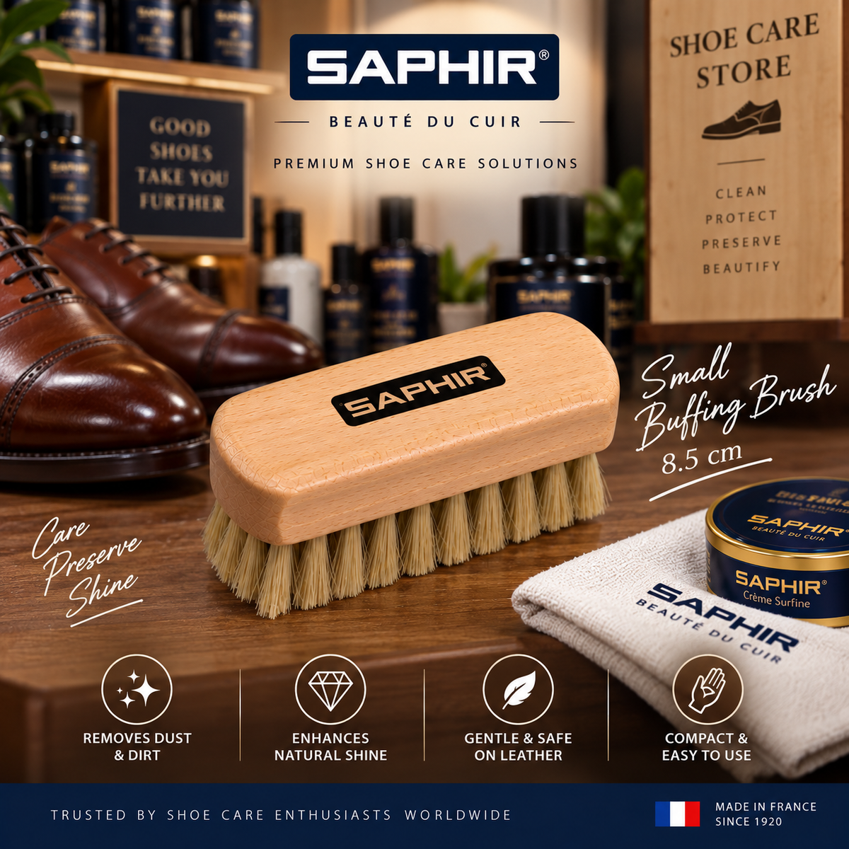Saphir Buffer Brush for Professional Shoe Care and Polishing