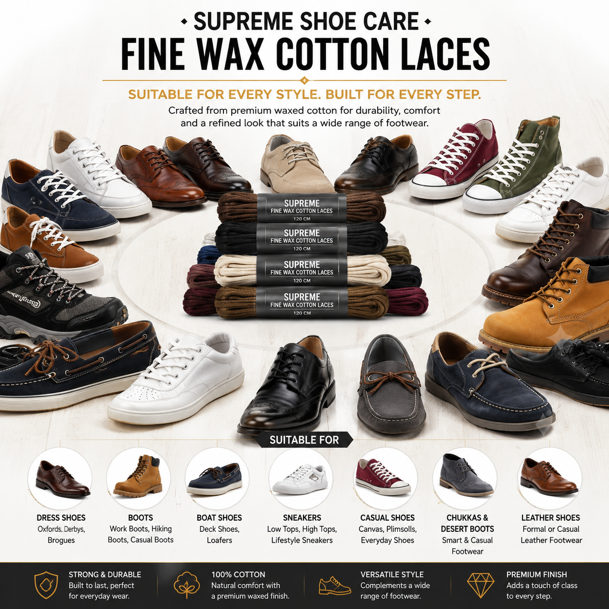 Supreme Shoe Care Fine Wax Cotton Laces