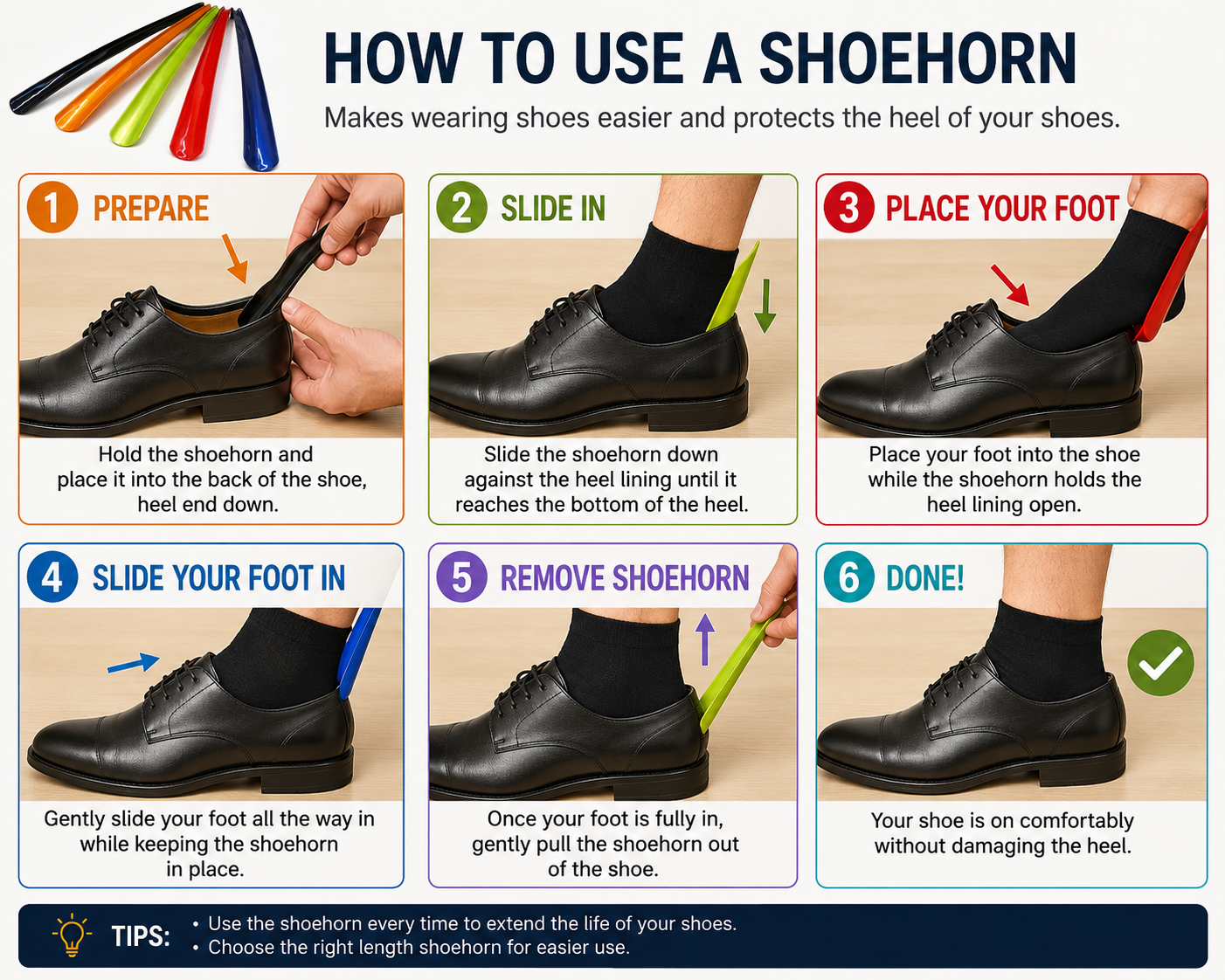 Extra-Long Plastic & Nylon Shoe Horn 79cm | Effortless Shoe Wearing