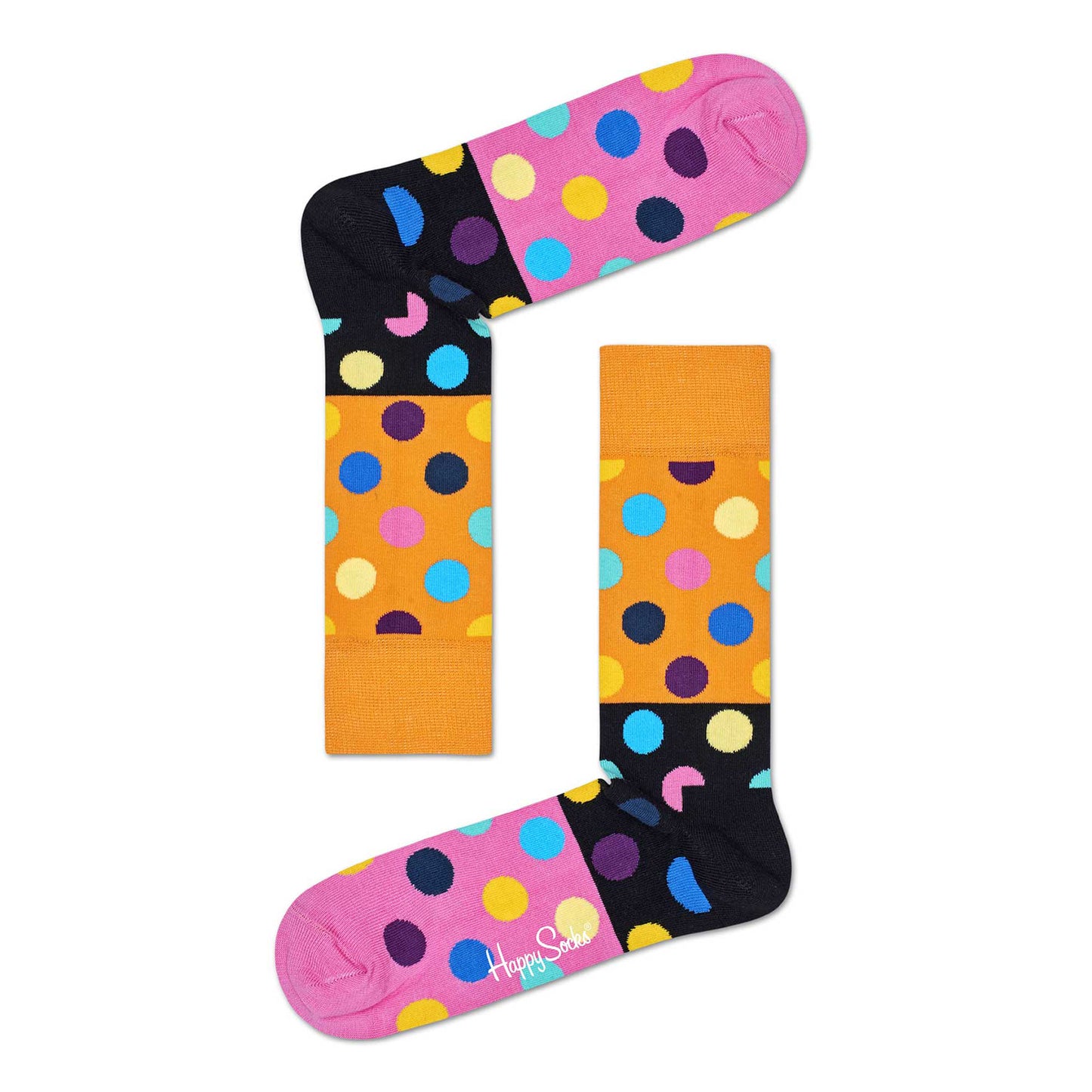 Happy Socks Big Dot Block Sock Orange with Multi Dots