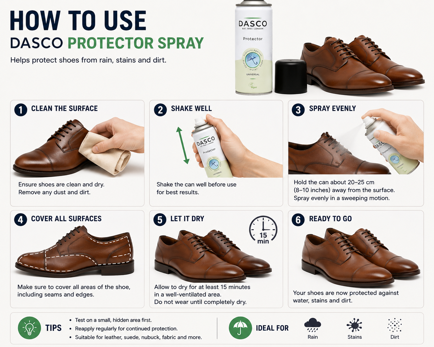 Dasco Universal Protector Spray Ultimate Protection for Your Footwear and Fabrics