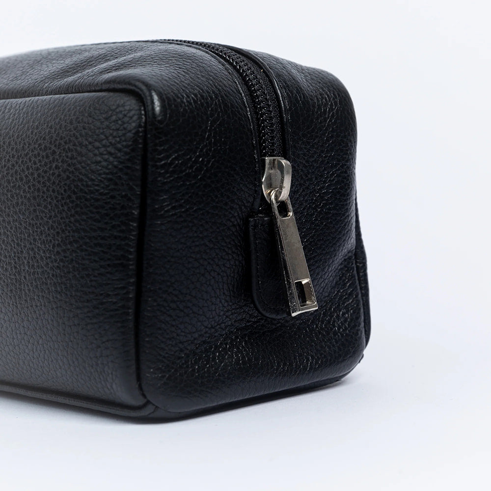 Luxury Leather Toiletry Bag Black