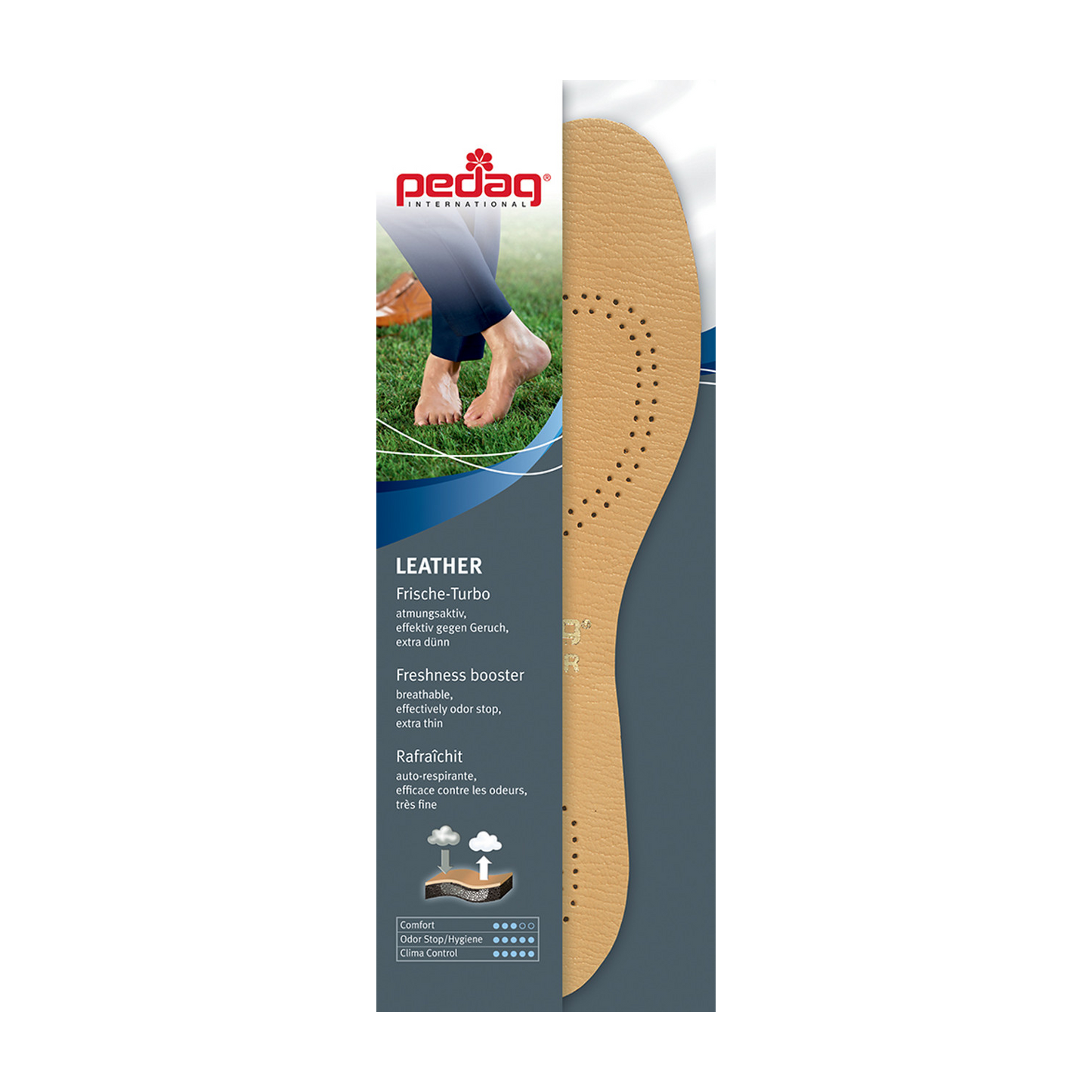 Pedag Leather Flat Insoles with Anti-Odour Activated Charcoal