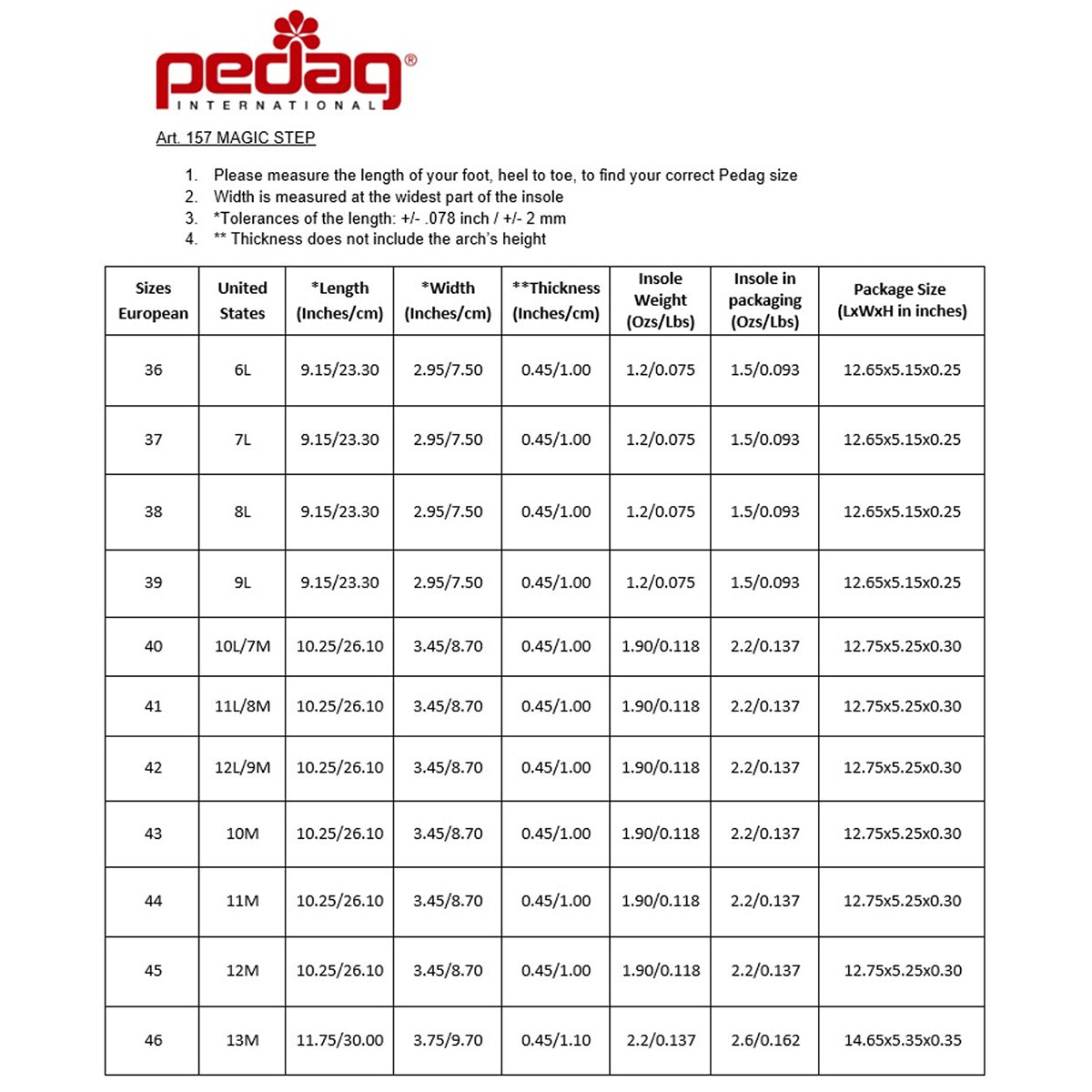Pedag Magic Step Leather Top Memory Foam Insole