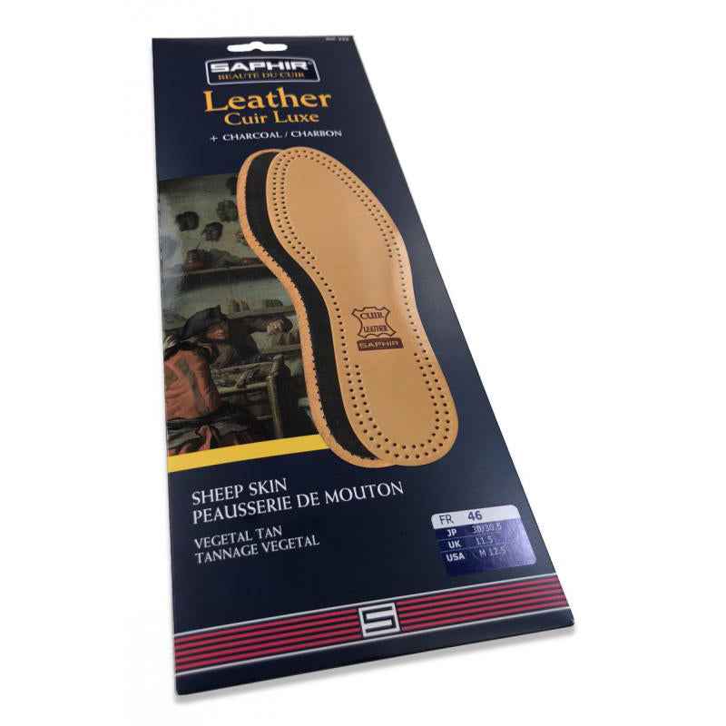 Saphir Leather Cuir Luxe Natural & Charcoal Insoles