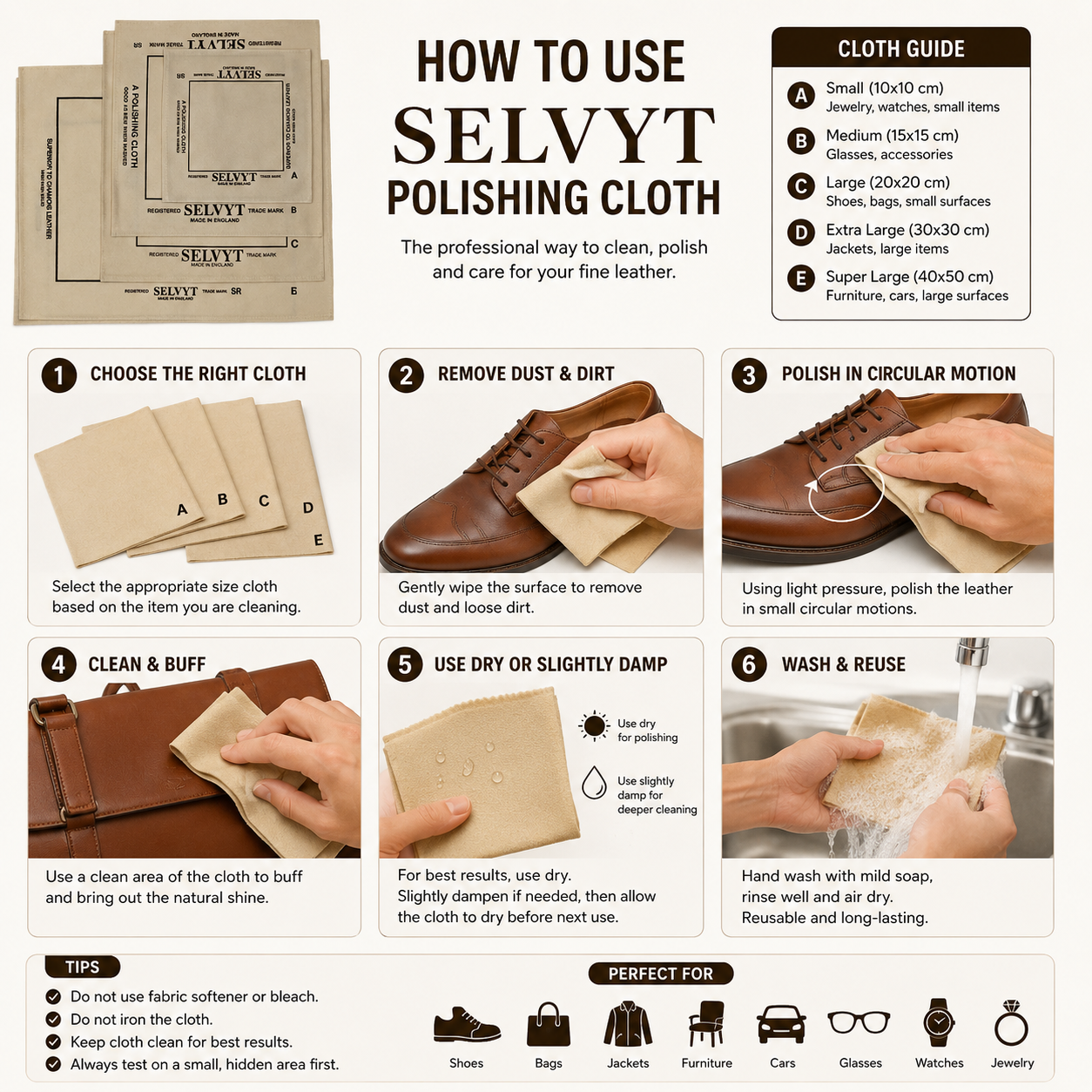 Selvyt Polishing Cloth SR for Shoes and Boots