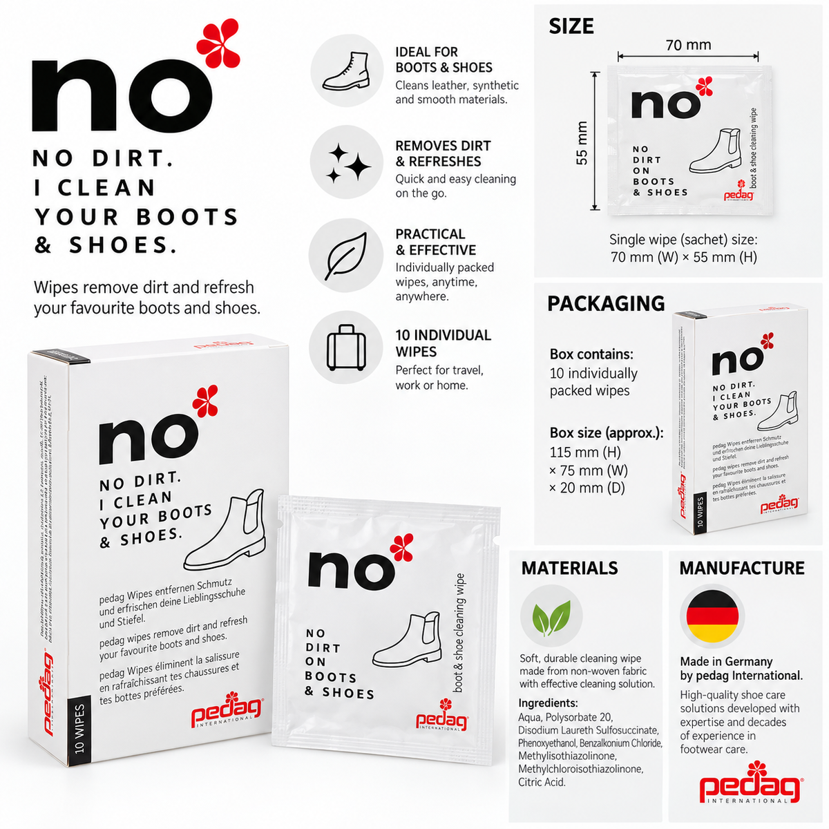 Pedag NO Dirt on I Clean Your Boots and Shoes
