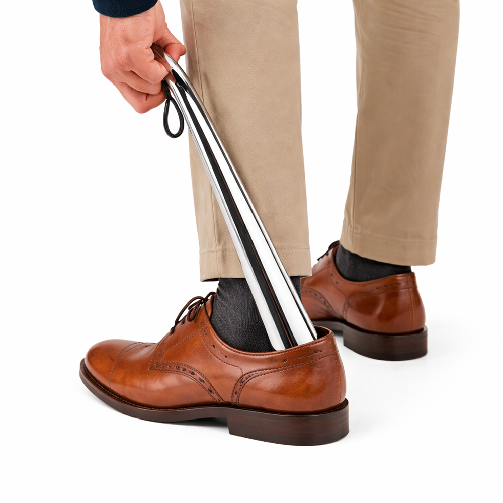 Springyard Premium Horn Chrome 59cm Stable Metal Shoehorn