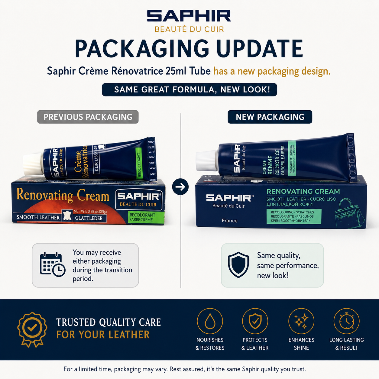 Saphir Creme Renovatrice 25ml Tube for Leather Care and Restoration