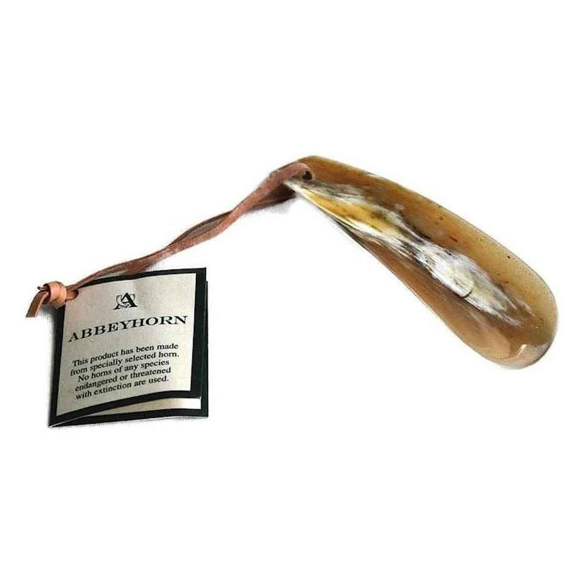 Abbeyhorn 4" Travel Natural Eco-Friendly Shoehorn with Leather Thong