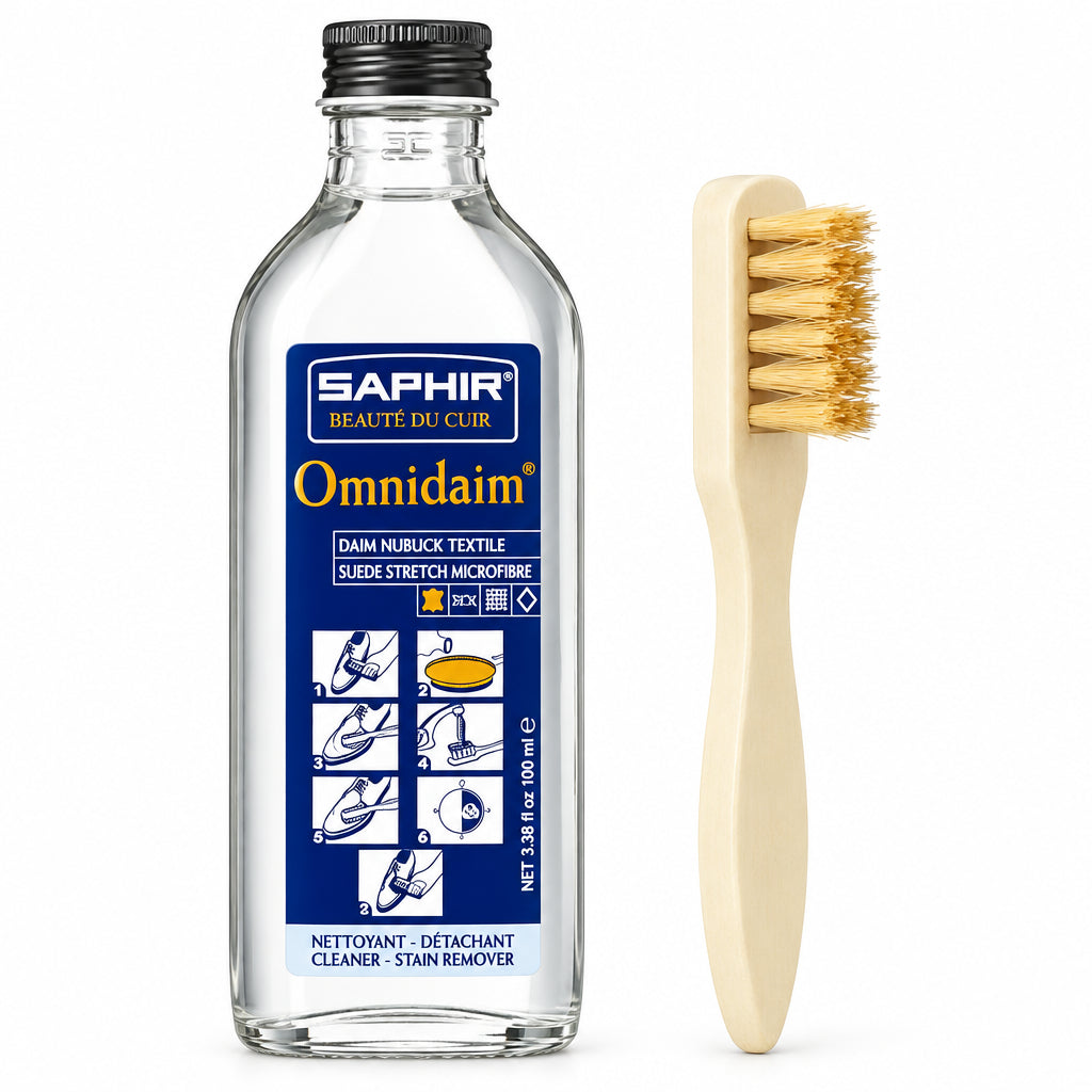 Saphir Suede and Nubuck Cleaner 100ml + Silk Bristle Brush