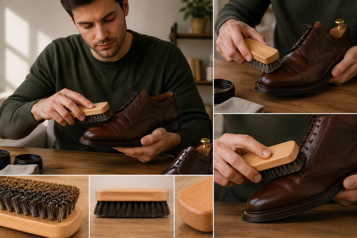 Collonil Horse Hair Brush Premium Beechwood Shoe Shine Brush