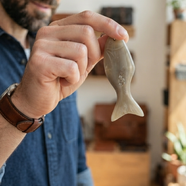 Abbeyhorn Oxhorn Fish Keyring - Handcrafted Unique Gift for Nature Lovers