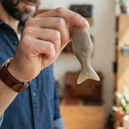 Abbeyhorn Oxhorn Fish Keyring - Handcrafted Unique Gift for Nature Lovers