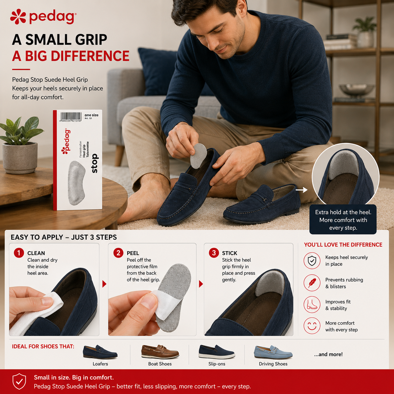 Pedag Stop Suede Heel Grip Pads Prevent Heel Slips