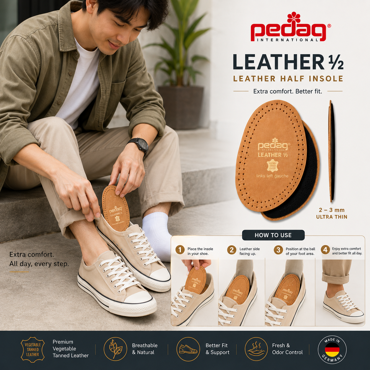 Pedag Leather Half Insoles Forefoot Cushioning Pad