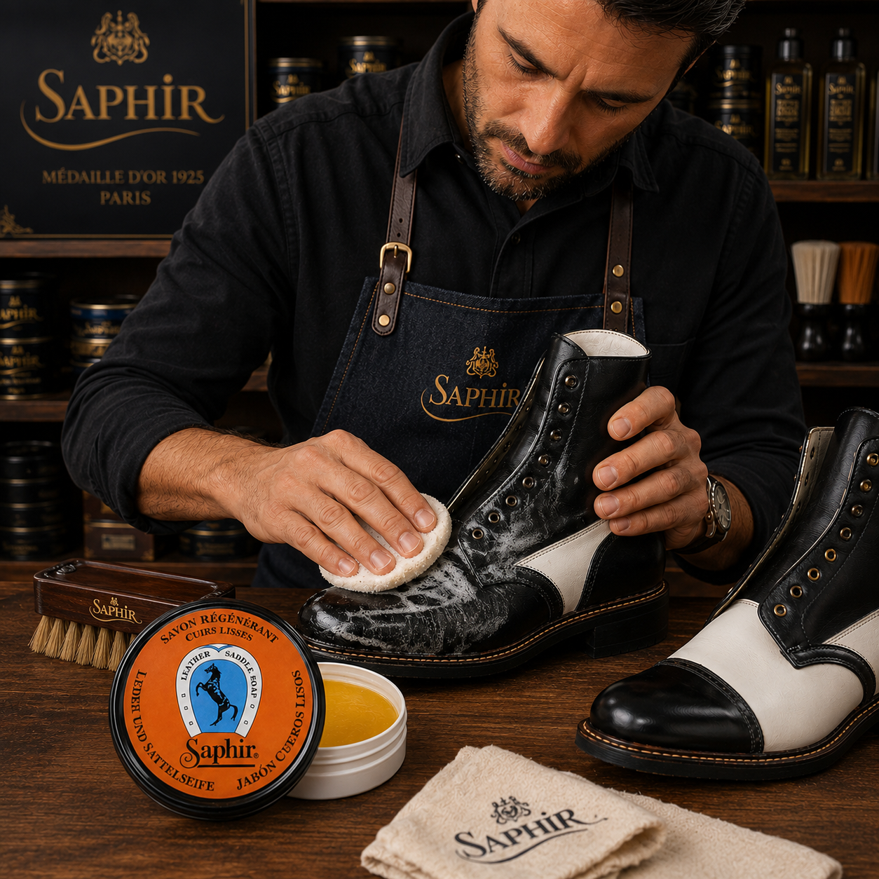 Saphir Saddle Soap for Luxurious Leather Care and Protection