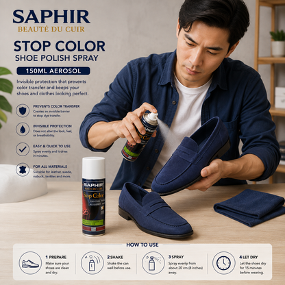 Saphir Shoe Polish Spray Beaute du Cuir Stop Color 150ml