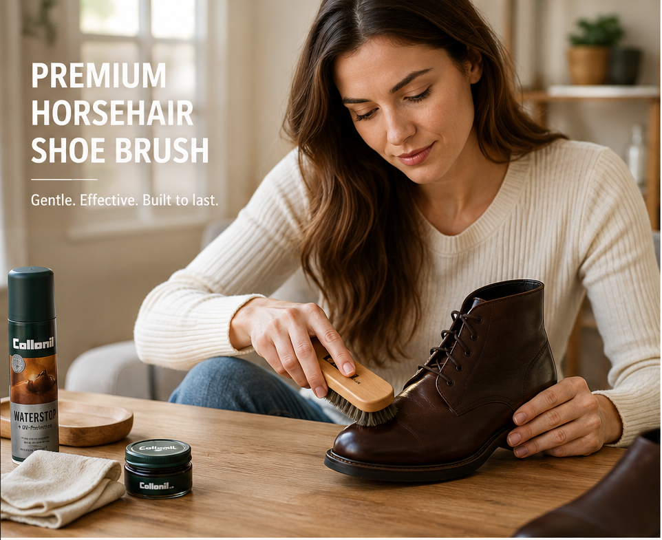 Collonil Horse Hair Brush Premium Beechwood Shoe Shine Brush