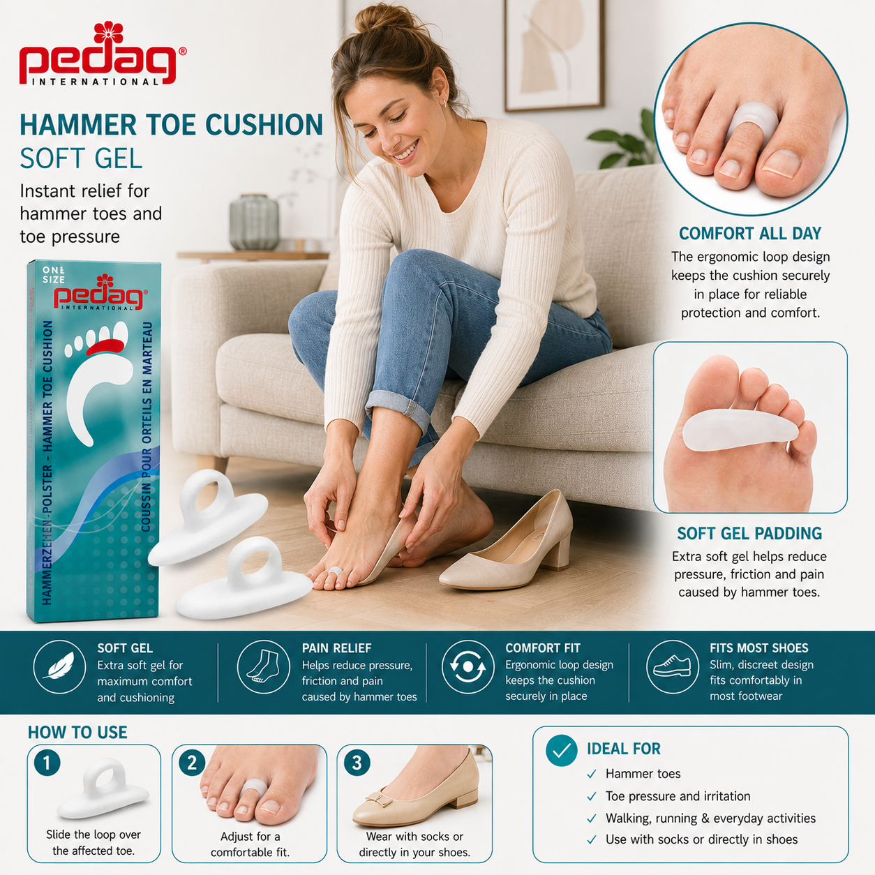 Pedag Hammer Toe Cushion Soft Gel Support