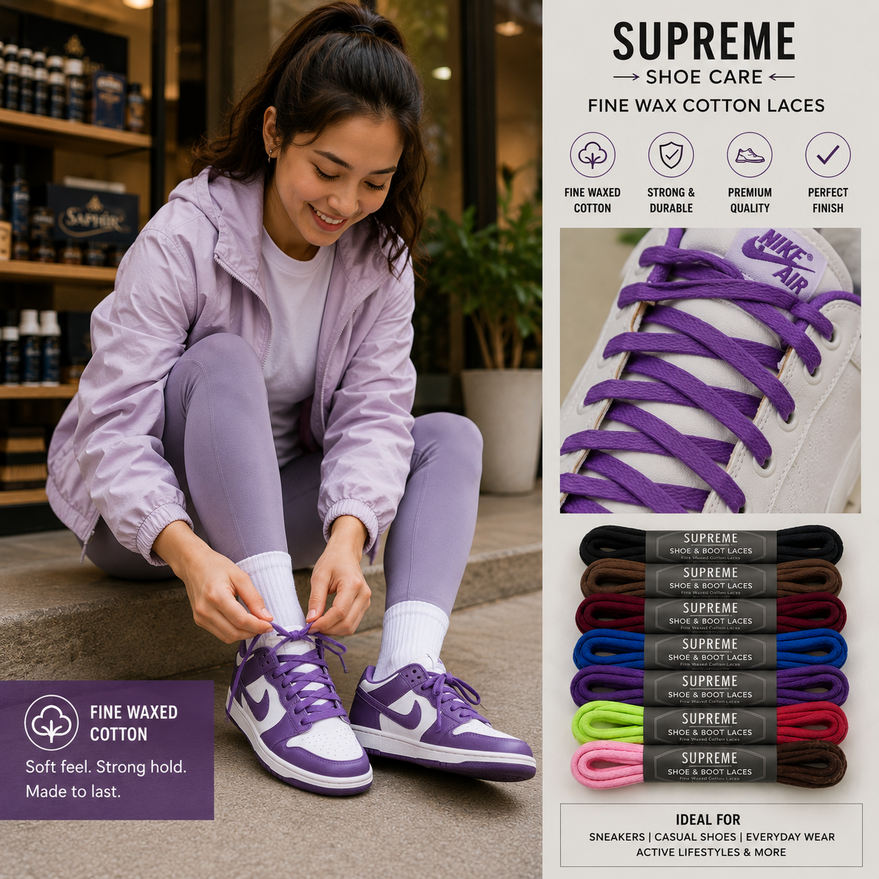 Supreme Shoe Care Fine Wax Cotton Laces