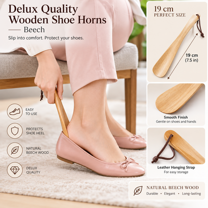 Deluxe Quality Wooden Shoe Horns Beech