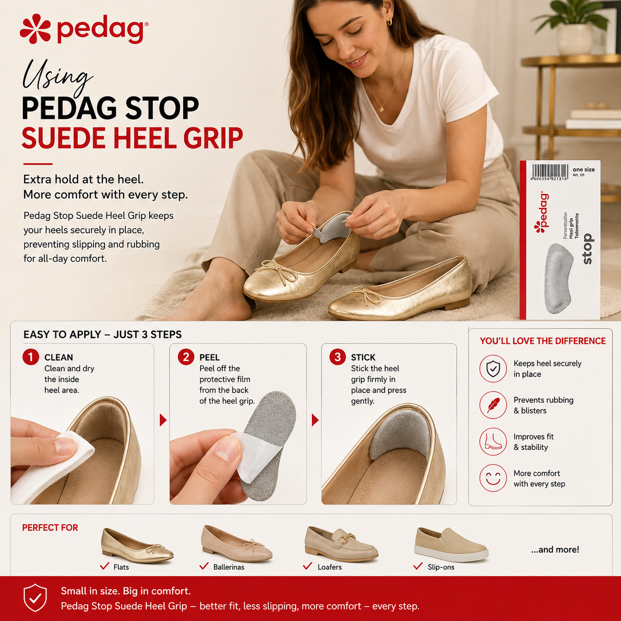 Pedag Stop Suede Heel Grip Pads Prevent Heel Slips