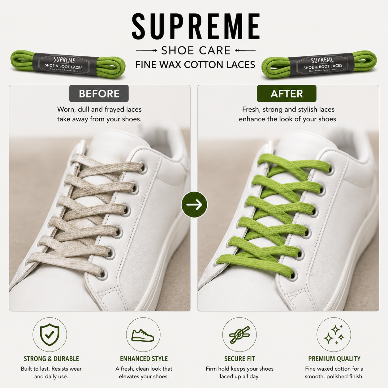 Supreme Shoe Care Fine Wax Cotton Laces