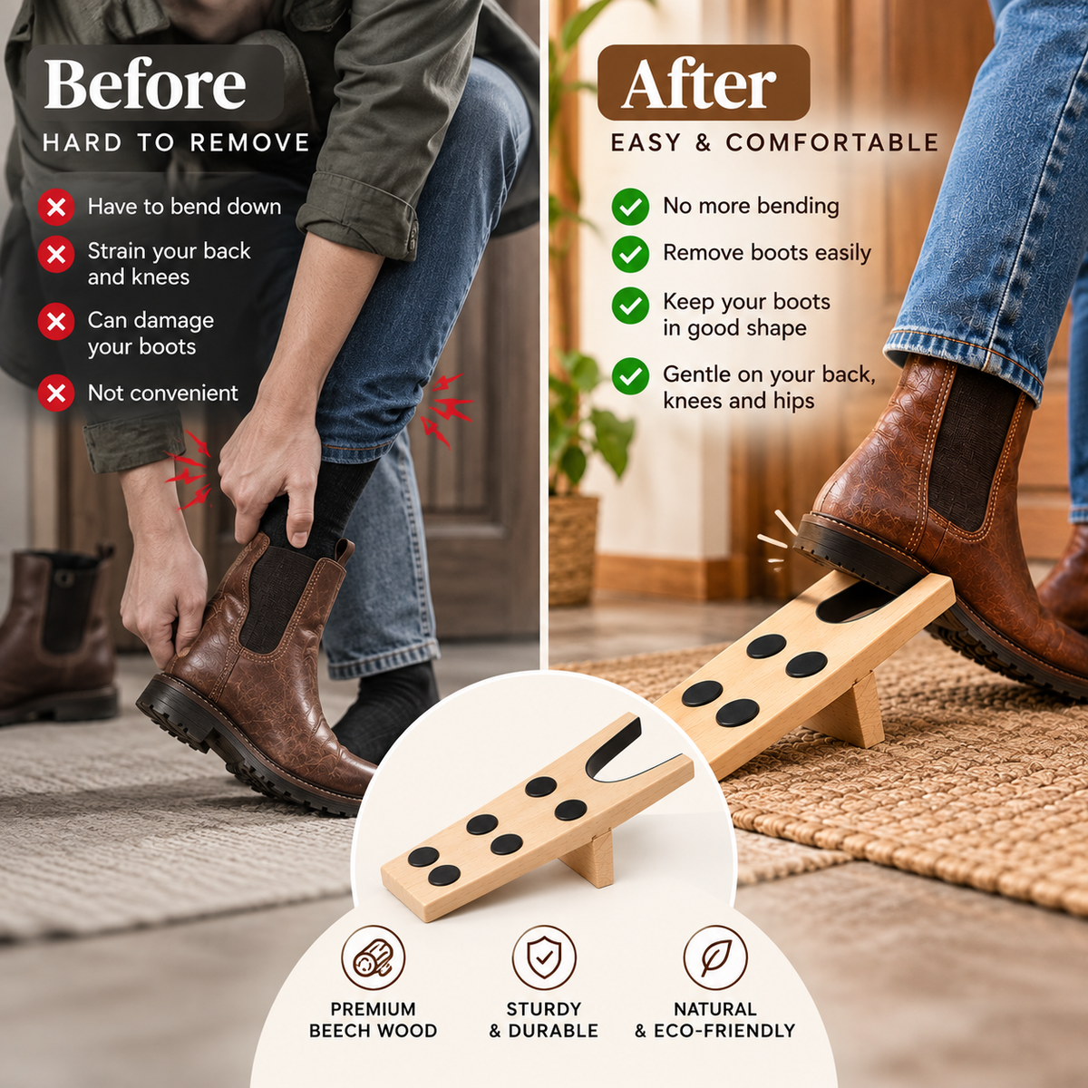 Beech Boot Jack Easy Boot Removal