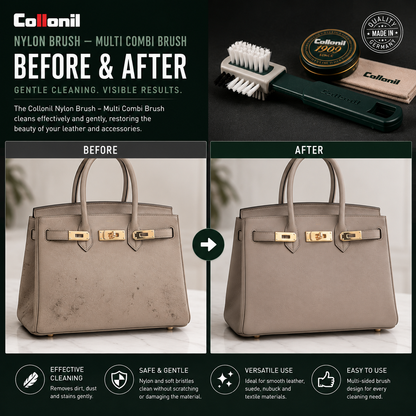 Collonil Nylon Brush - Multi Combi Brush for Leather & Sneaker Care with Perlon Bristles