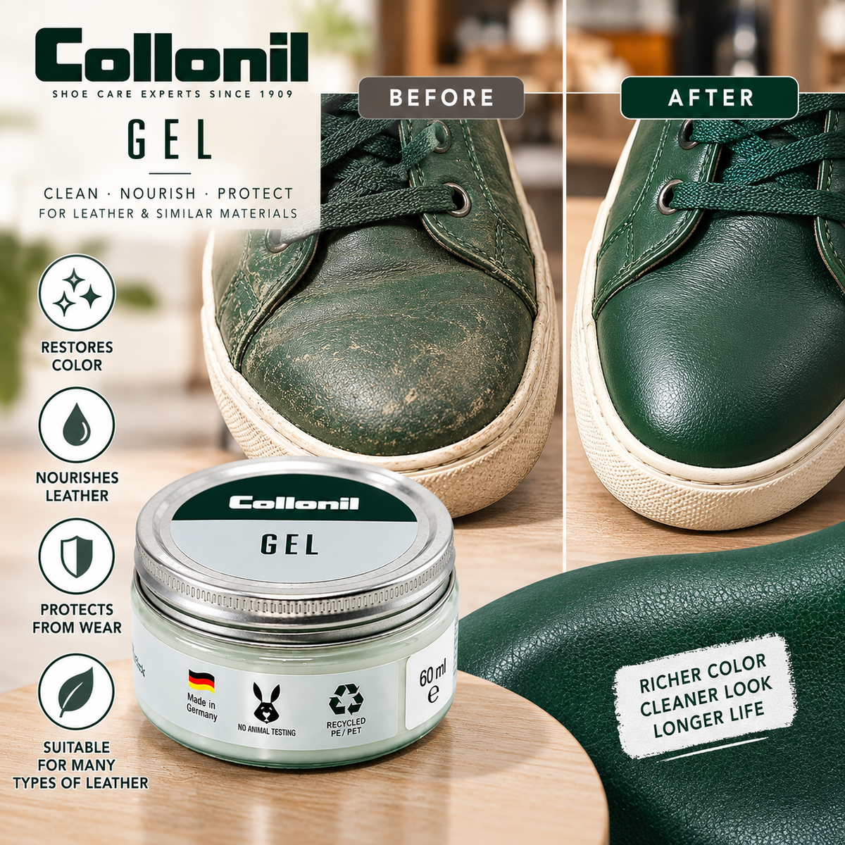 Collonil Leather Gel 60ml Classic Repels Dirt