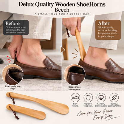 Deluxe Quality Wooden Shoe Horns Beech