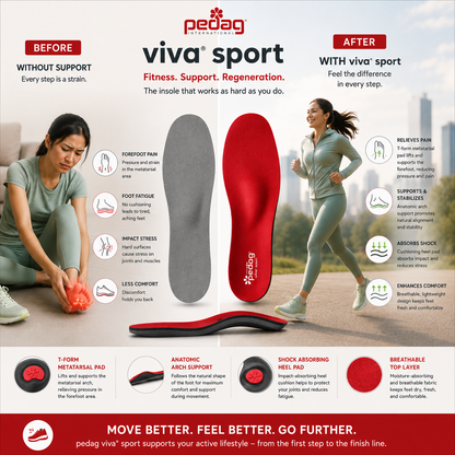 Pedag Viva Sport Fitness Foot Support Insole 181 Red