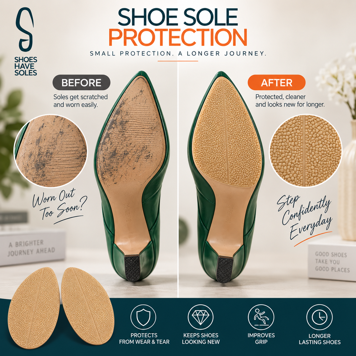 S SHOES HAVE SOLES Transparent Anti-Slip Sole Protectors Clear Polyurethane