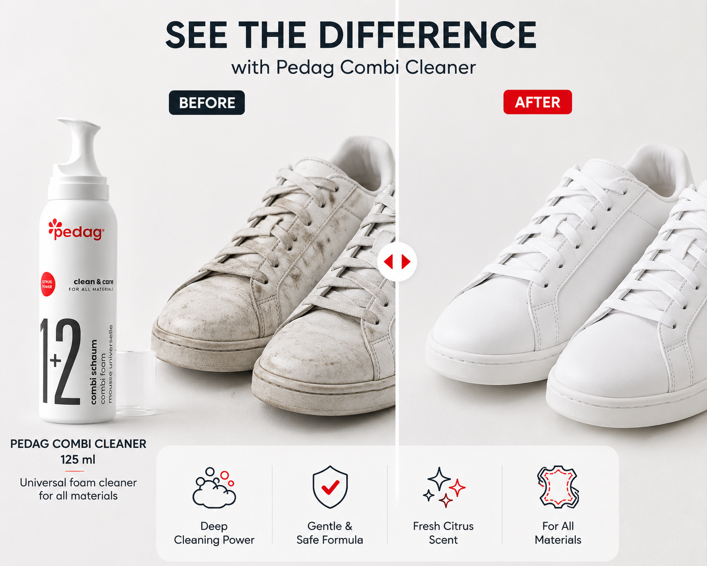 Pedag Combi Cleaner - Gentle, Deep Leather & Material Cleaning Foam 125ml