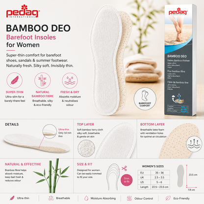 Pedag Bamboo Deo Barefoot Insoles for Women