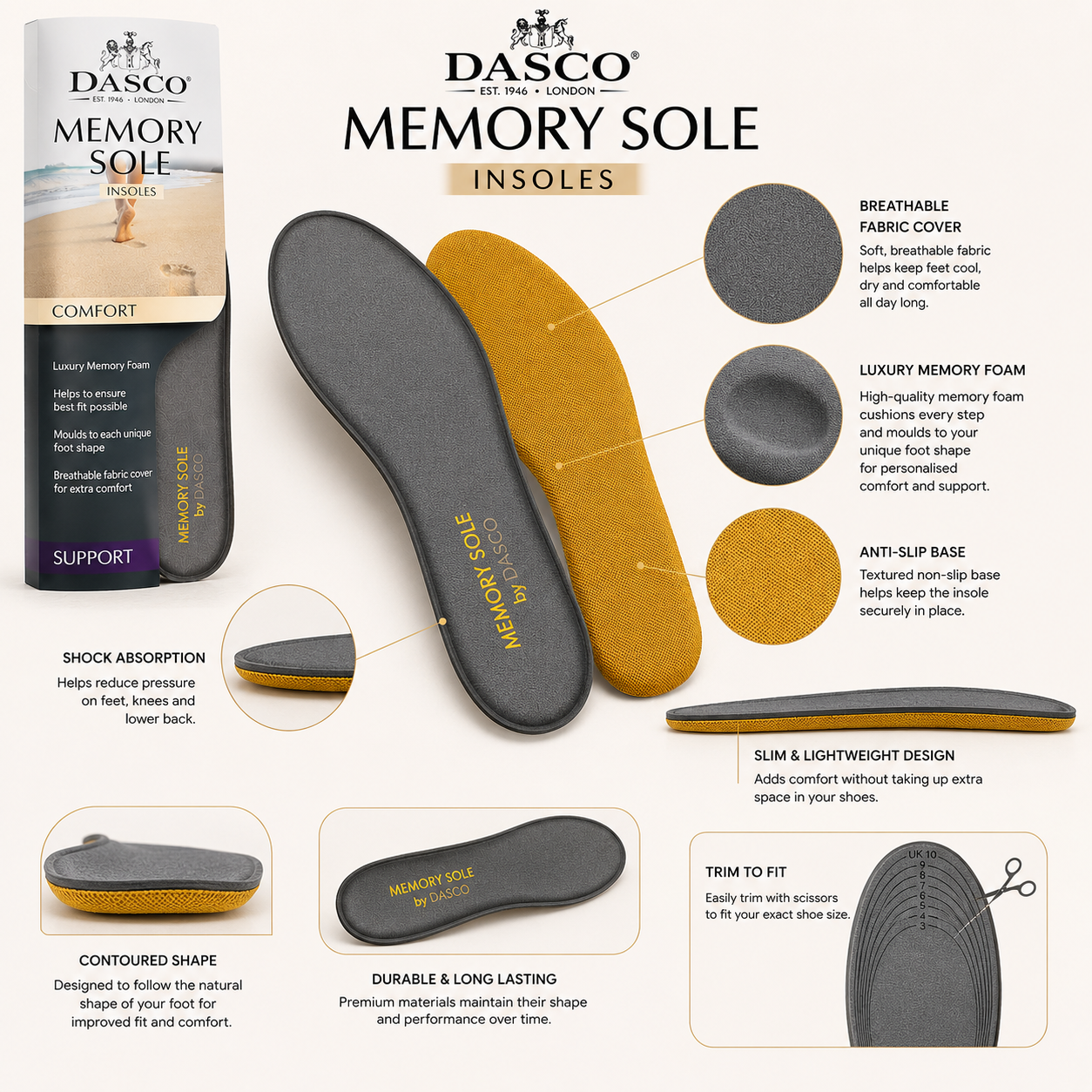 Dasco Memory Sole Foam Insole