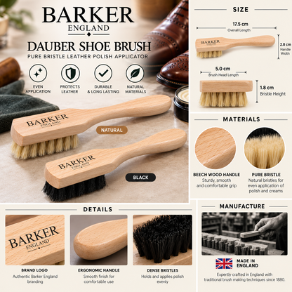 Barker Dauber Shoe Brush Pure Bristle Leather Polish Applicator