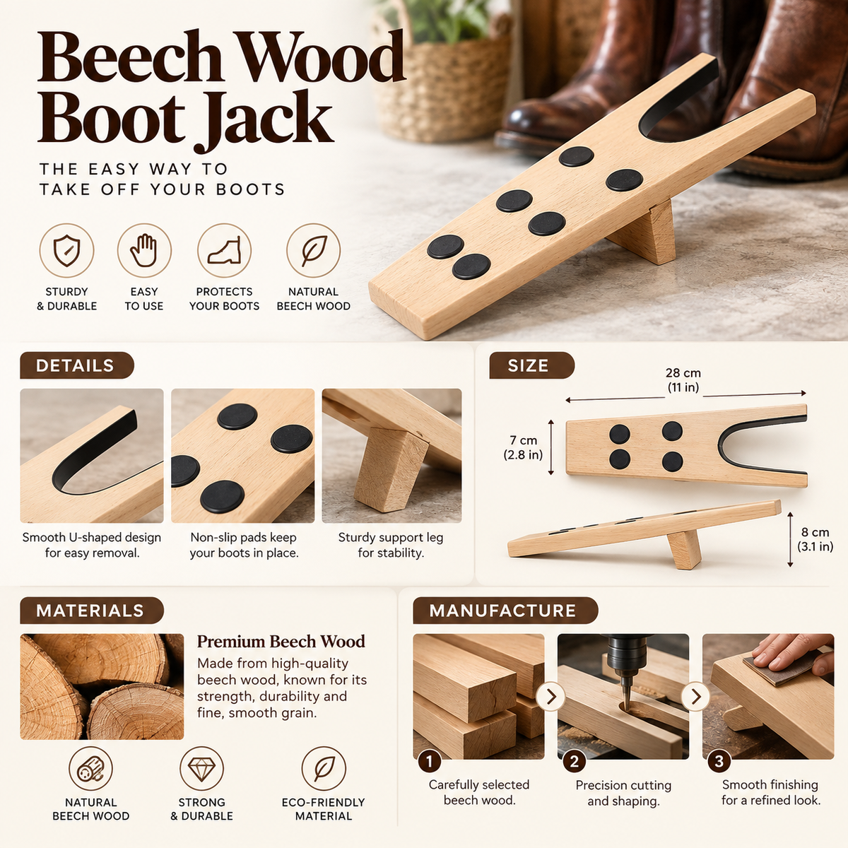 Beech Boot Jack Easy Boot Removal