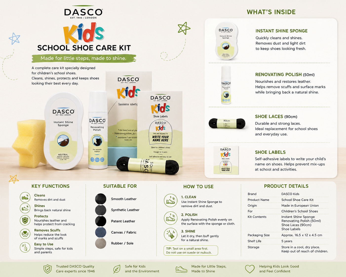 Dasco Kids School Shoe Care Kit