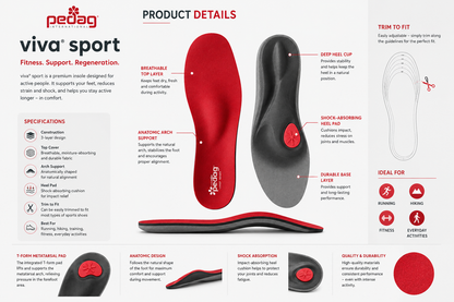 Pedag Viva Sport Fitness Foot Support Insole 181 Red