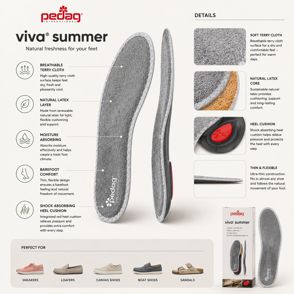 Pedag Summer Insoles for Ultimate Comfort and Breathability