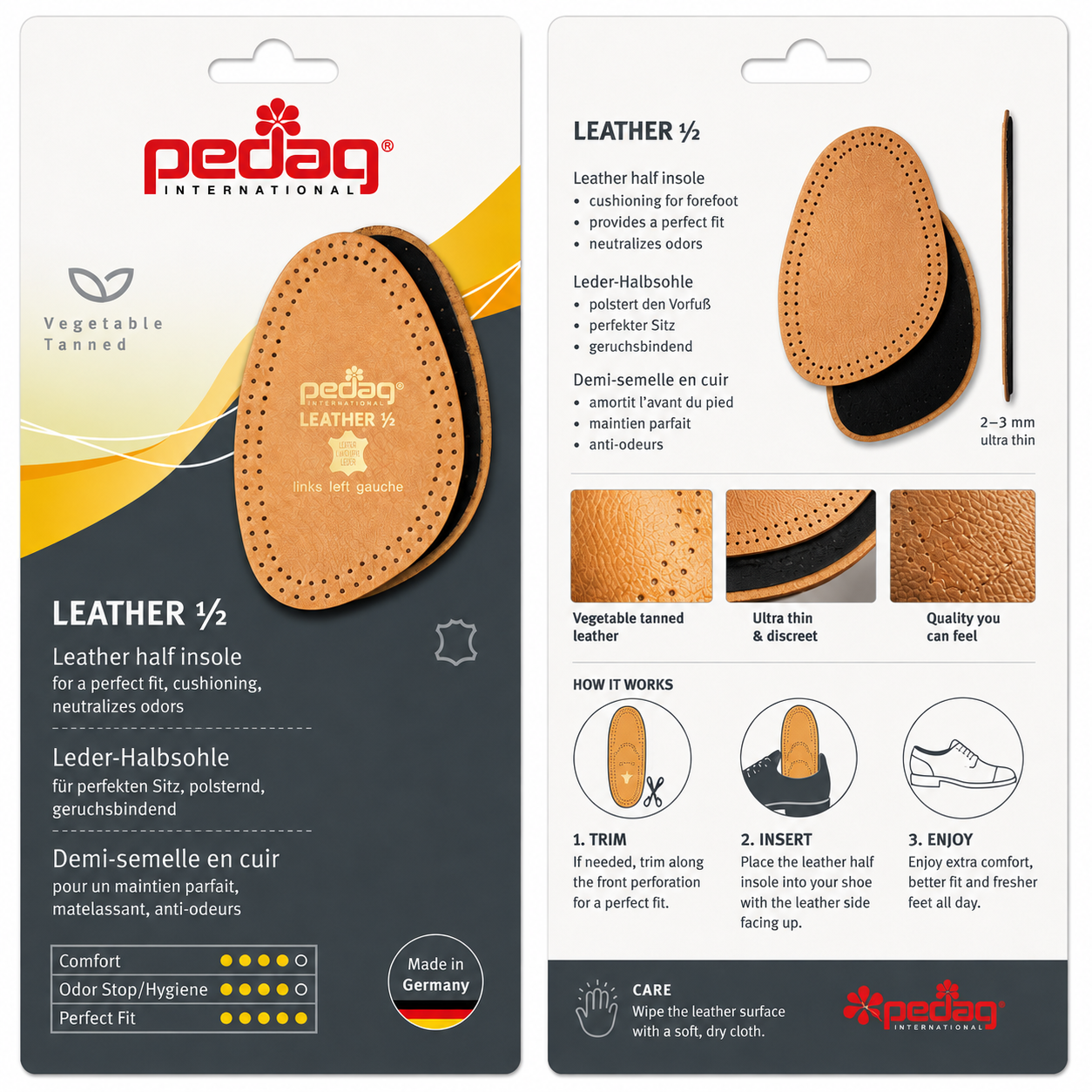 Pedag Leather Half Insoles Forefoot Cushioning Pad