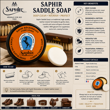 Saphir Saddle Soap for Luxurious Leather Care and Protection